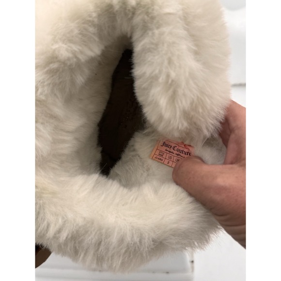 Y2K Juicy Couture King Chestnut Brown Fur Boots Women's Size 8 Ankle Booties - Picture 9 of 9